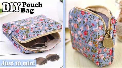 Diy easy mini pouch bag with zipper .